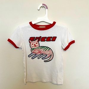 GUCCI CHILDREN'S COTTON T-SHIRT WITH CAT PRINT